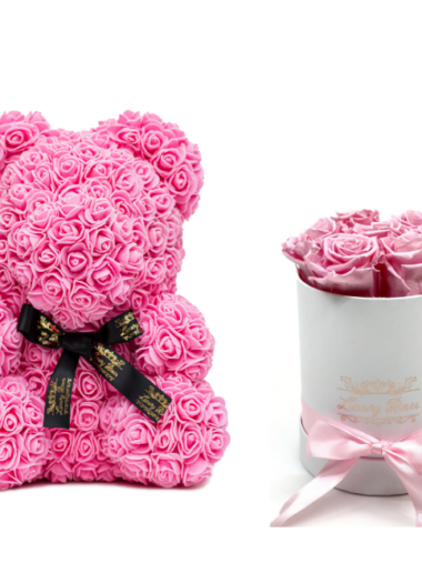 KINGIKOMPLEKT ROOSIDEST KARU JA S KARBIS UINUVAD ROOSID - BABY PINK