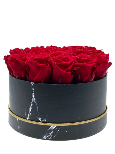 L СПЯЩИЕ РОЗЫ В МРАМОРНОЙ КОРОБКЕ - РОСКОШНЫЙ КРАСНЫЙ