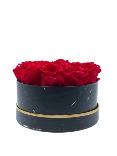 M СПЯЩИЕ РОЗЫ В МРАМОРНОЙ КОРОБКЕ - РОСКОШНЫЙ КРАСНЫЙ